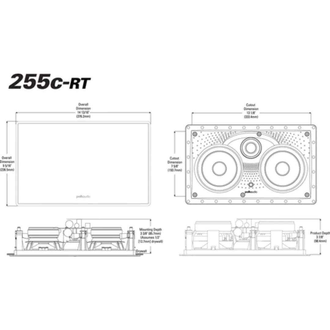Polk Audio 255C-RT Vanishing RT Series Two-Way In-Wall Center Channel Speaker - Image 4