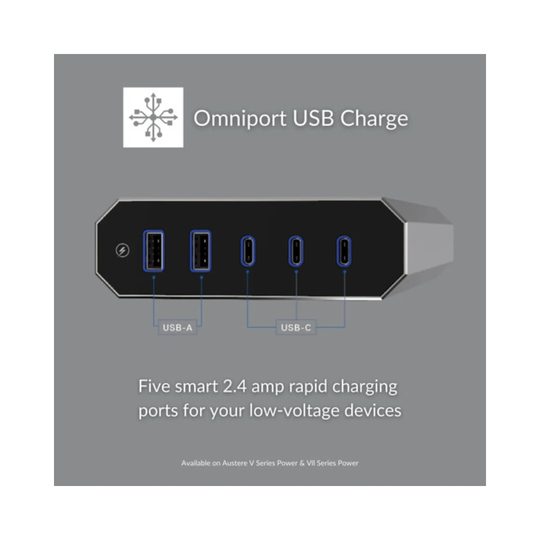 Austere V Series Power 8-Outlet With Omniport USB - Image 3