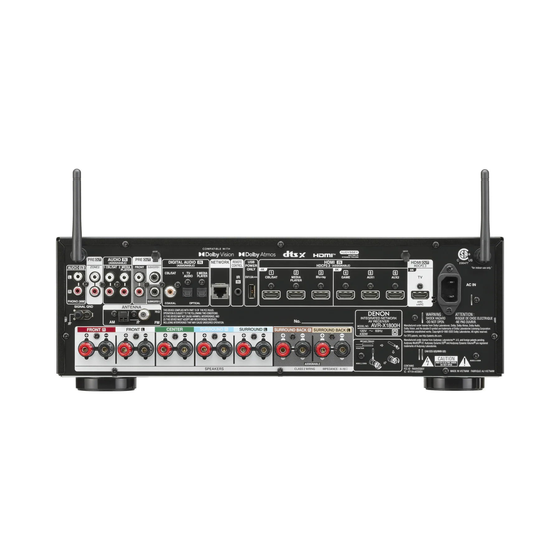 Denon AVR-X1800H 7.2 Ch 8K AV Receiver - Clearance / Open Box - Image 3