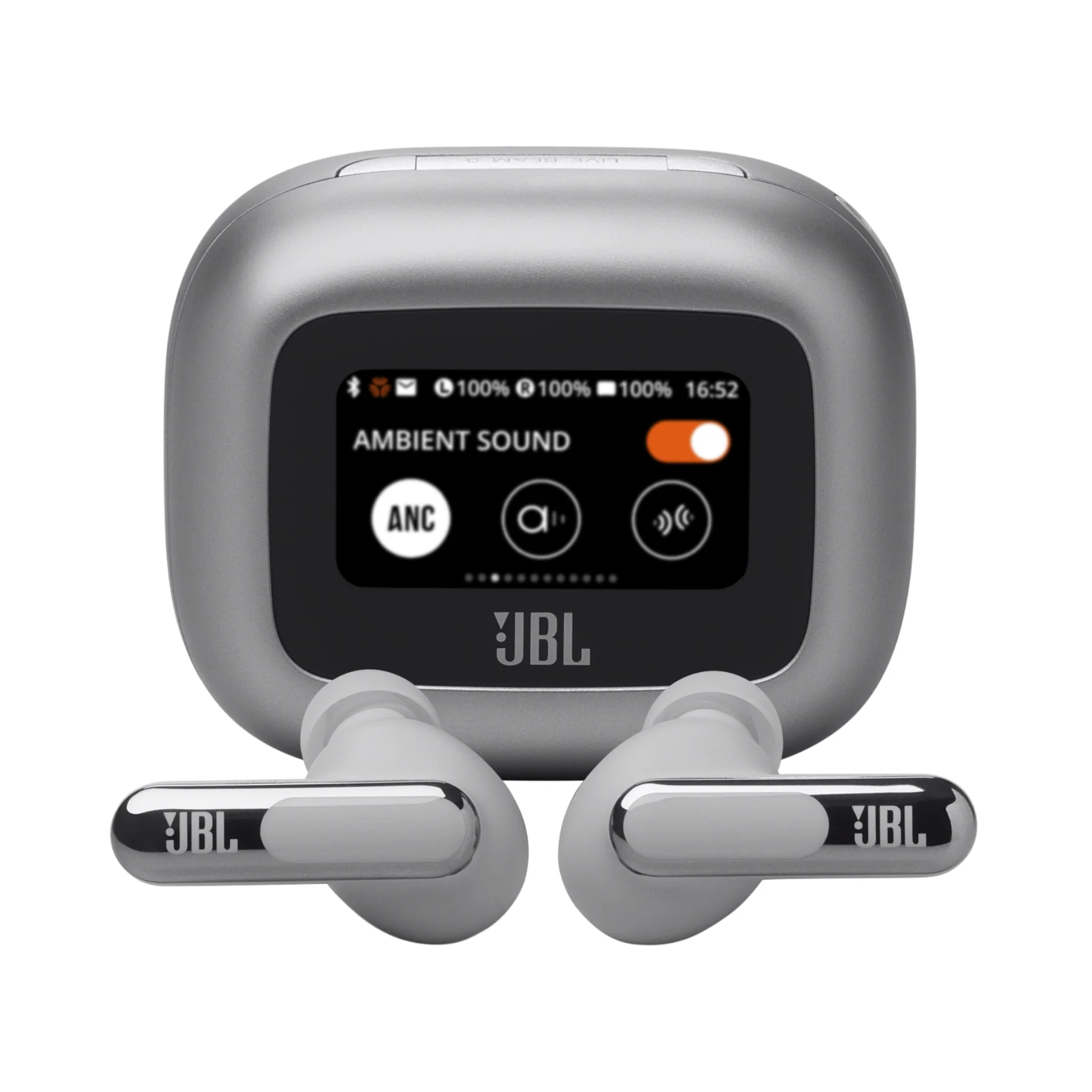 JBL Live Beam 3 True Wireless Noise-Cancelling Earbuds with Smart Charging Case (Silver) - Clearance / Open Box