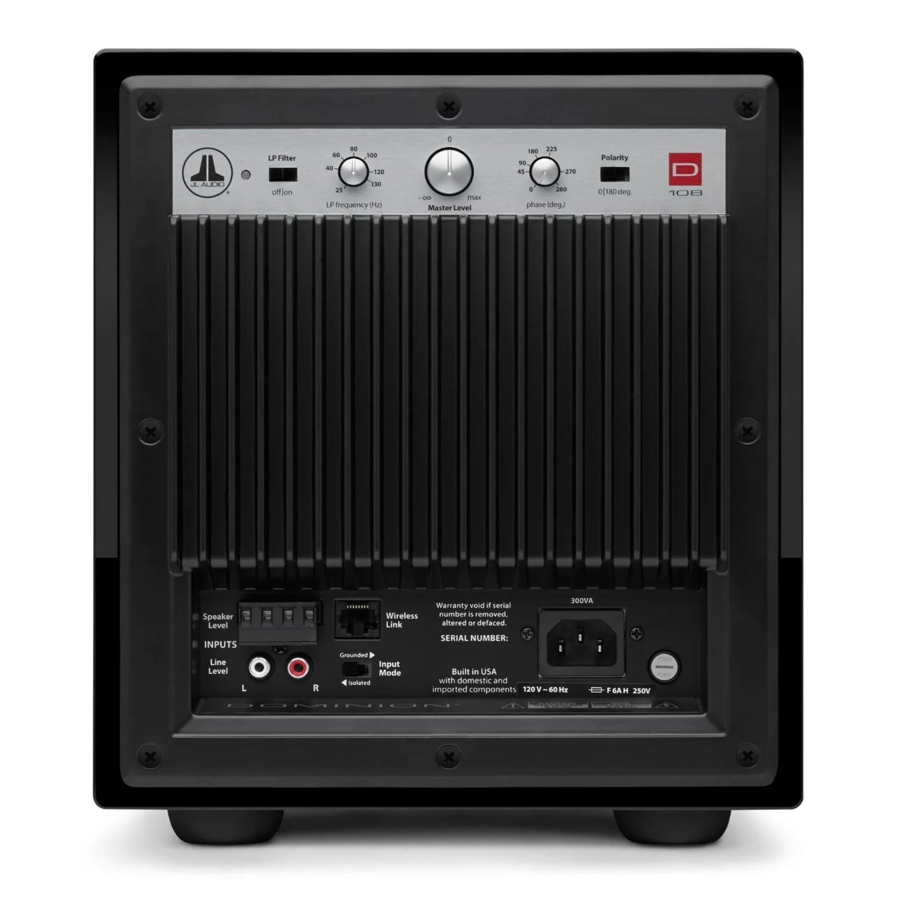 JL Audio Dominion d108-GLOSS 8-inch Powered Subwoofer - Gloss Black - Image 6