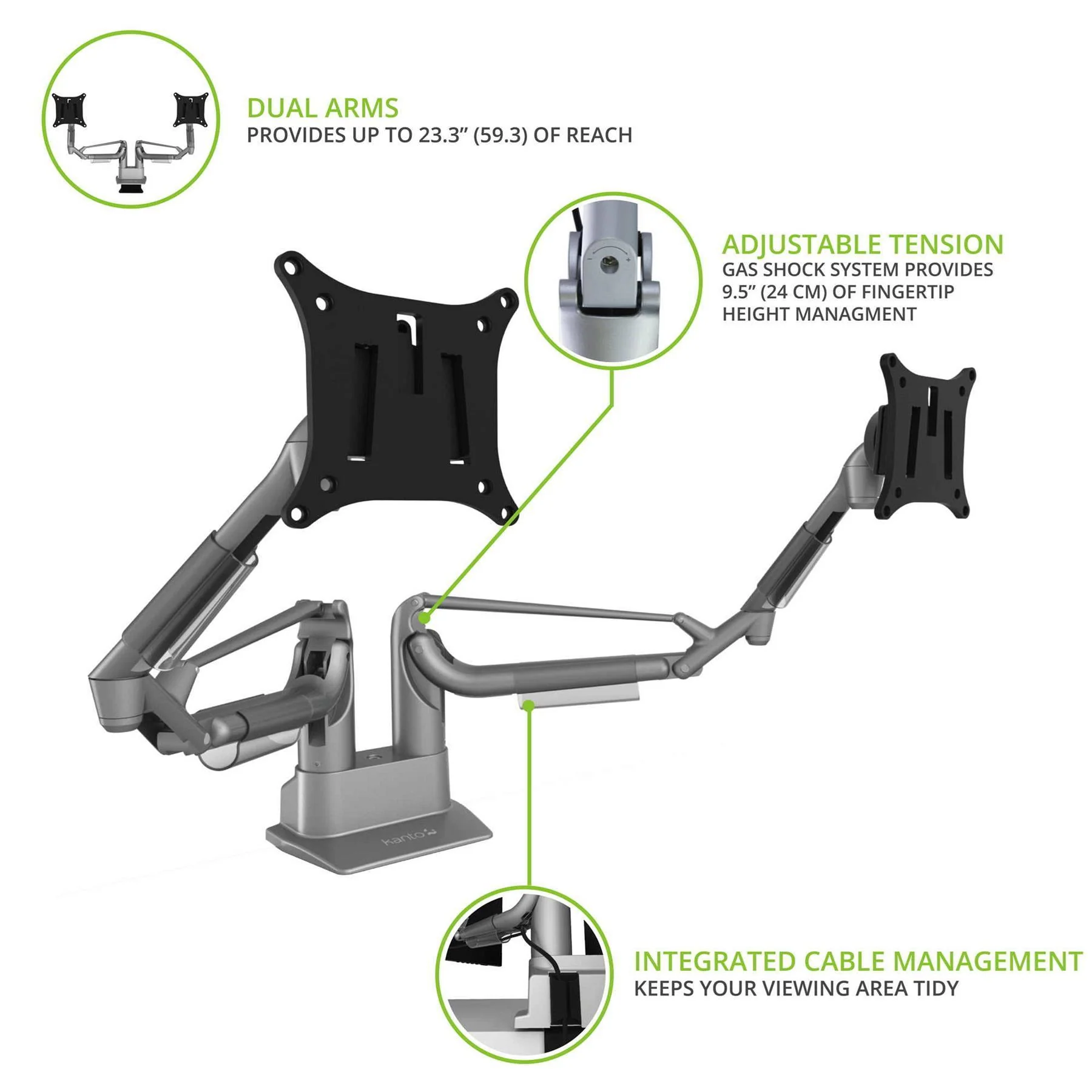 Kanto DMS2000 Dual Arm Desktop Monitor Mount - Image 4