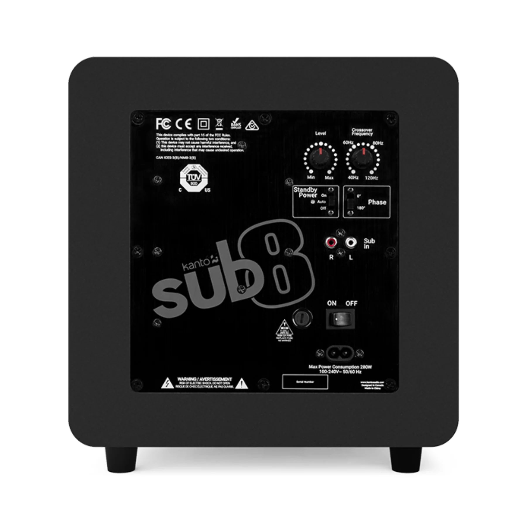 Kanto SUB8 (2022) Sealed Powered Subwoofer - 300W Peak Power - 8" Woofer - Clearance / Open Box - Image 8
