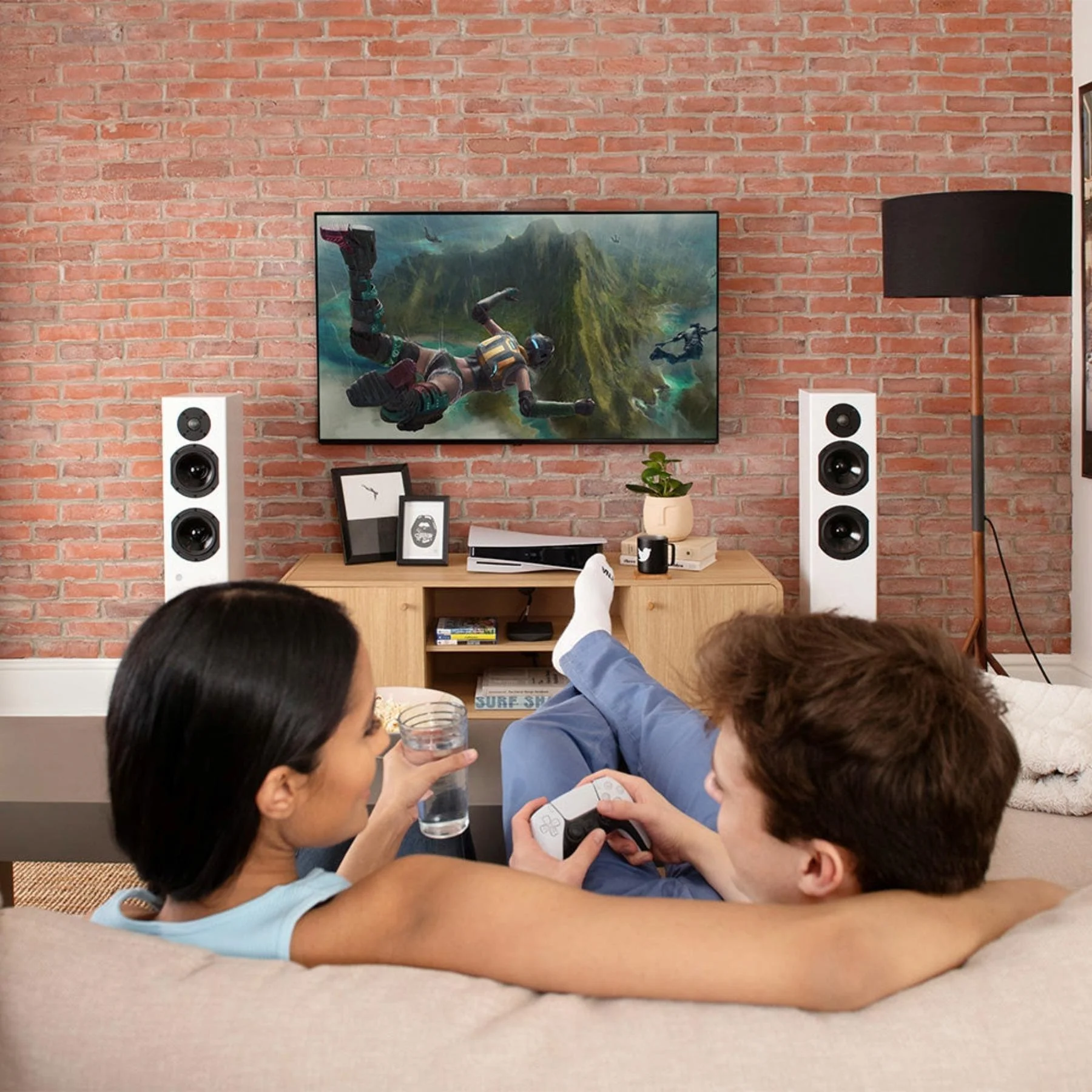 KIN by Totem Play Tower II Powered Floorstanding Speaker – White Pair - Image 5