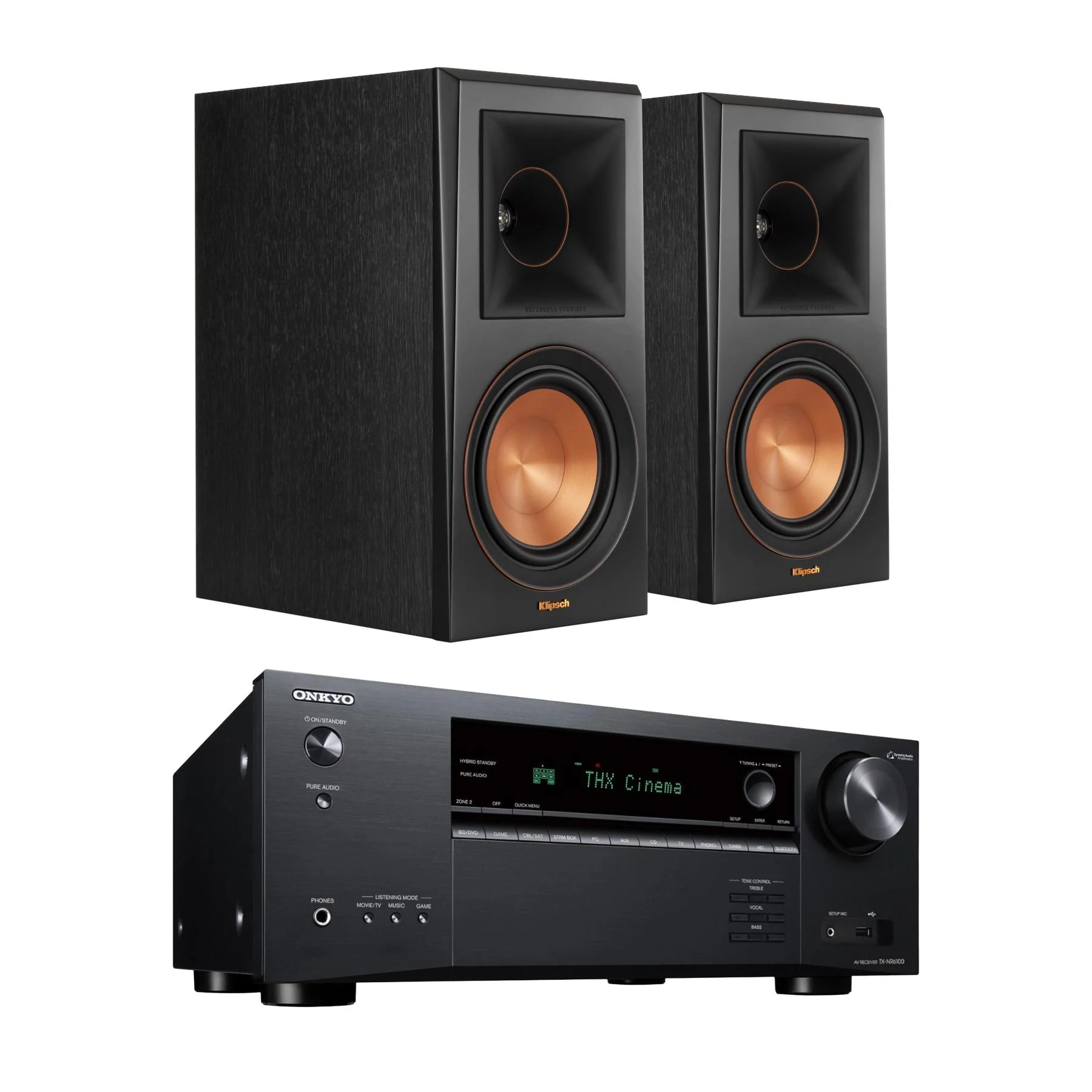 Klipsch RP-600M Bookshelf Speakers + Onkyo TX-NR6100 AV Receiver