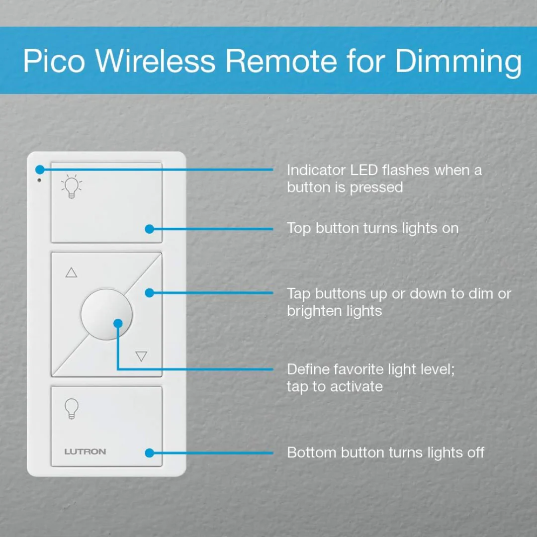 Lutron Caseta Smart Lighting Dimmer Switch and Remote Kit | P-PKG1W-WH | White - Image 2