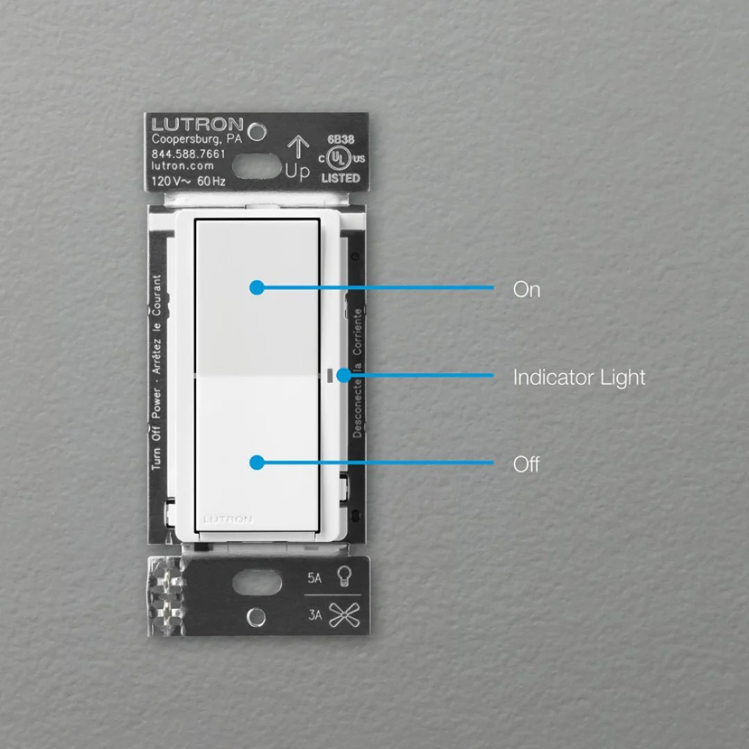 Lutron Claro Smart Switch for Caséta Smart Lighting | Neutral Wire Required | DVRF-5NS-WH | White - Image 4