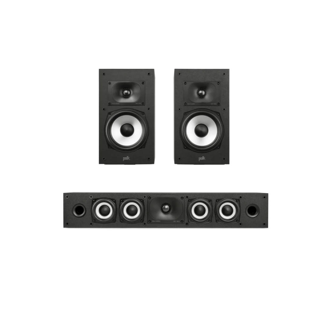 Polk Monitor XT20 Bookshelf Speakers with XT35 Low Profile Center Channel Speaker
