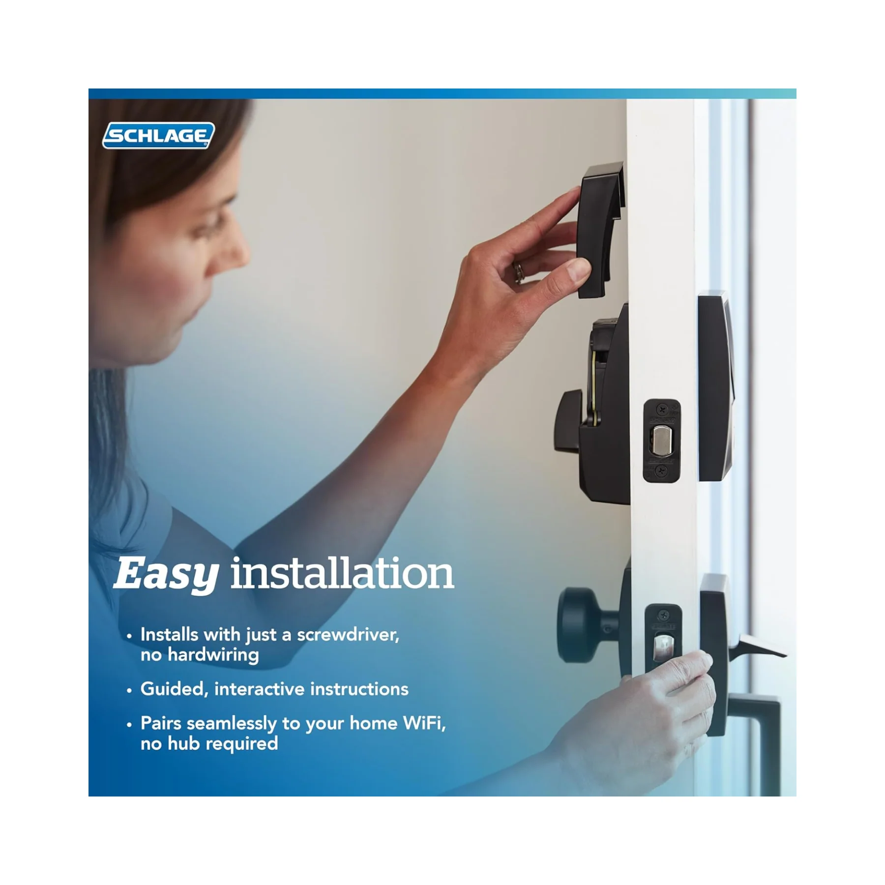 Schlage Encode Smart WiFi Deadbolt Lock for Front Door (Matte Black) - Clearance / Open Box - Image 7