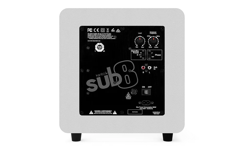 Kanto SUB8 (2022) Sealed Powered Subwoofer - 300W Peak Power - 8" Woofer - Image 3