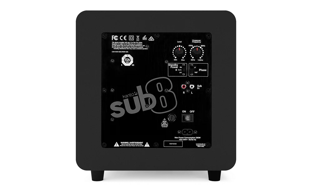 Kanto SUB8 (2022) Sealed Powered Subwoofer - 300W Peak Power - 8" Woofer - Image 4